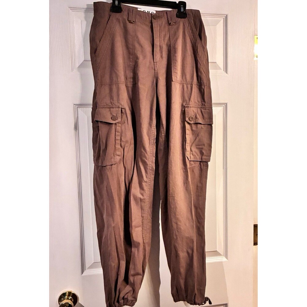 Chocolate Brown Cargo Pants Adjustable Drawstring Pant Hem